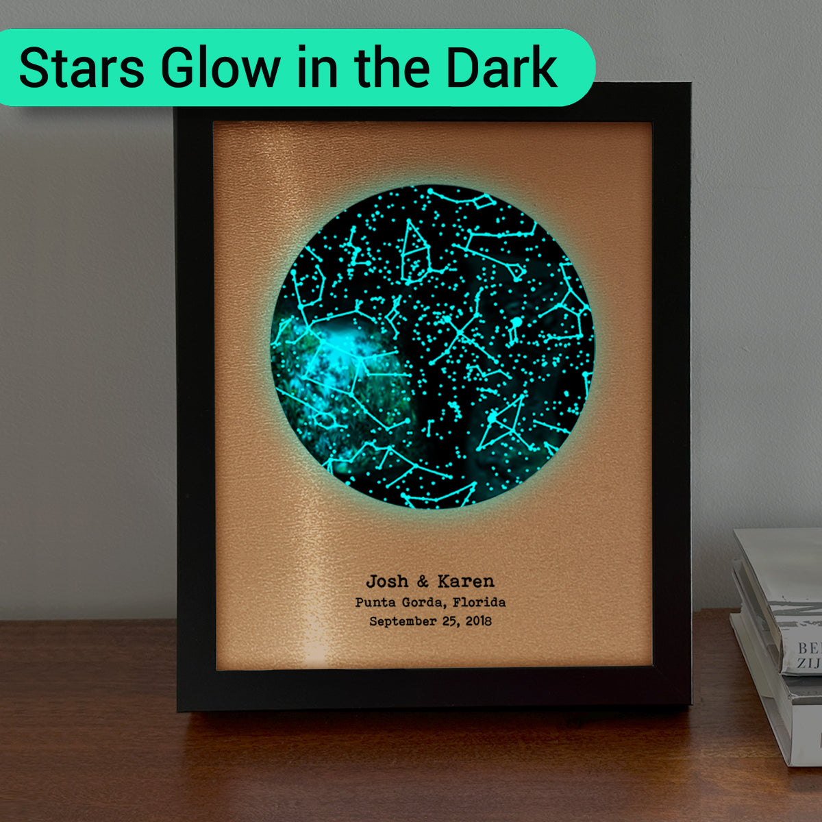 Custom Copper Glow in the Dark Star Map