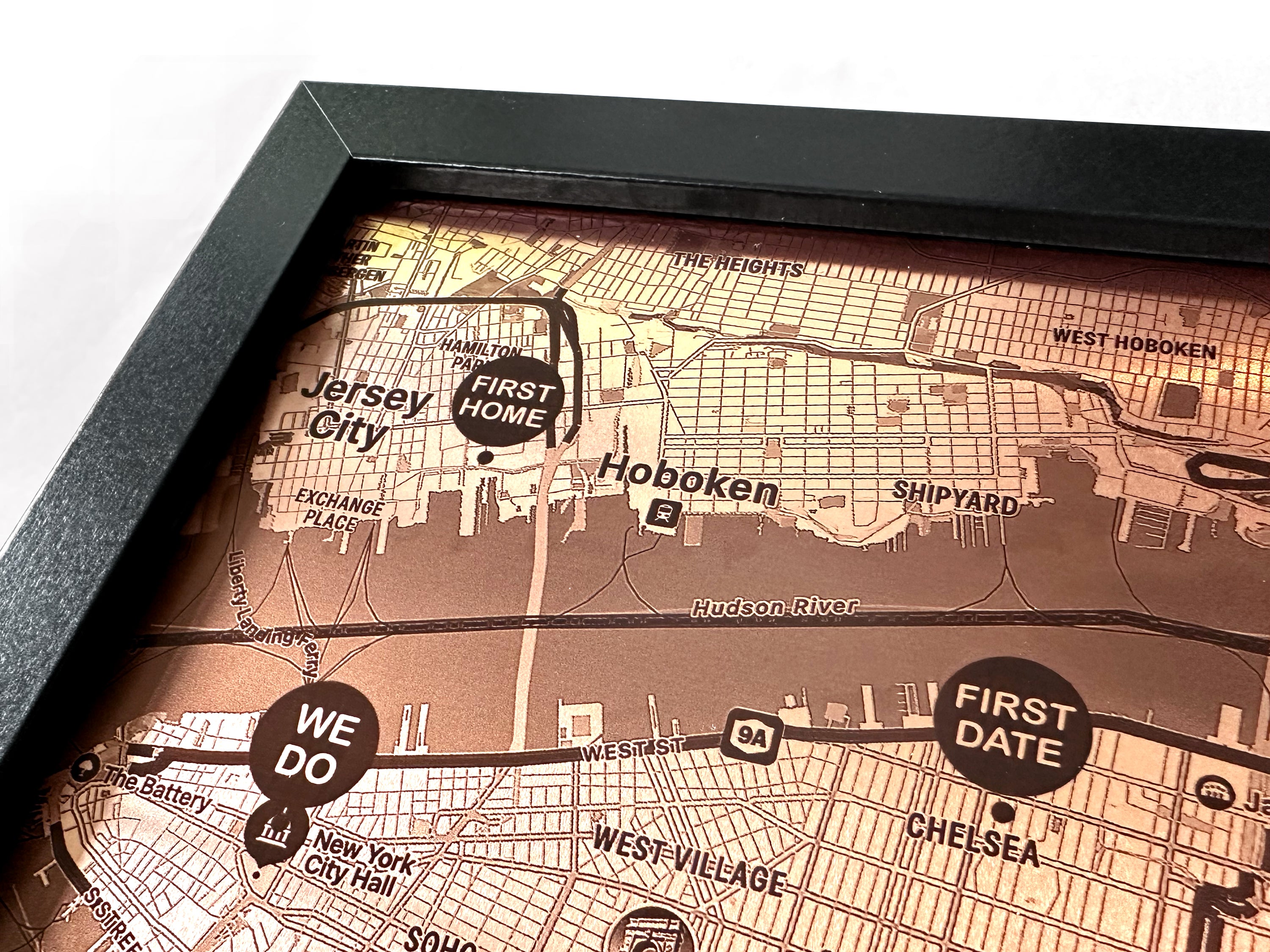 Copper Map with Custom Location Pins