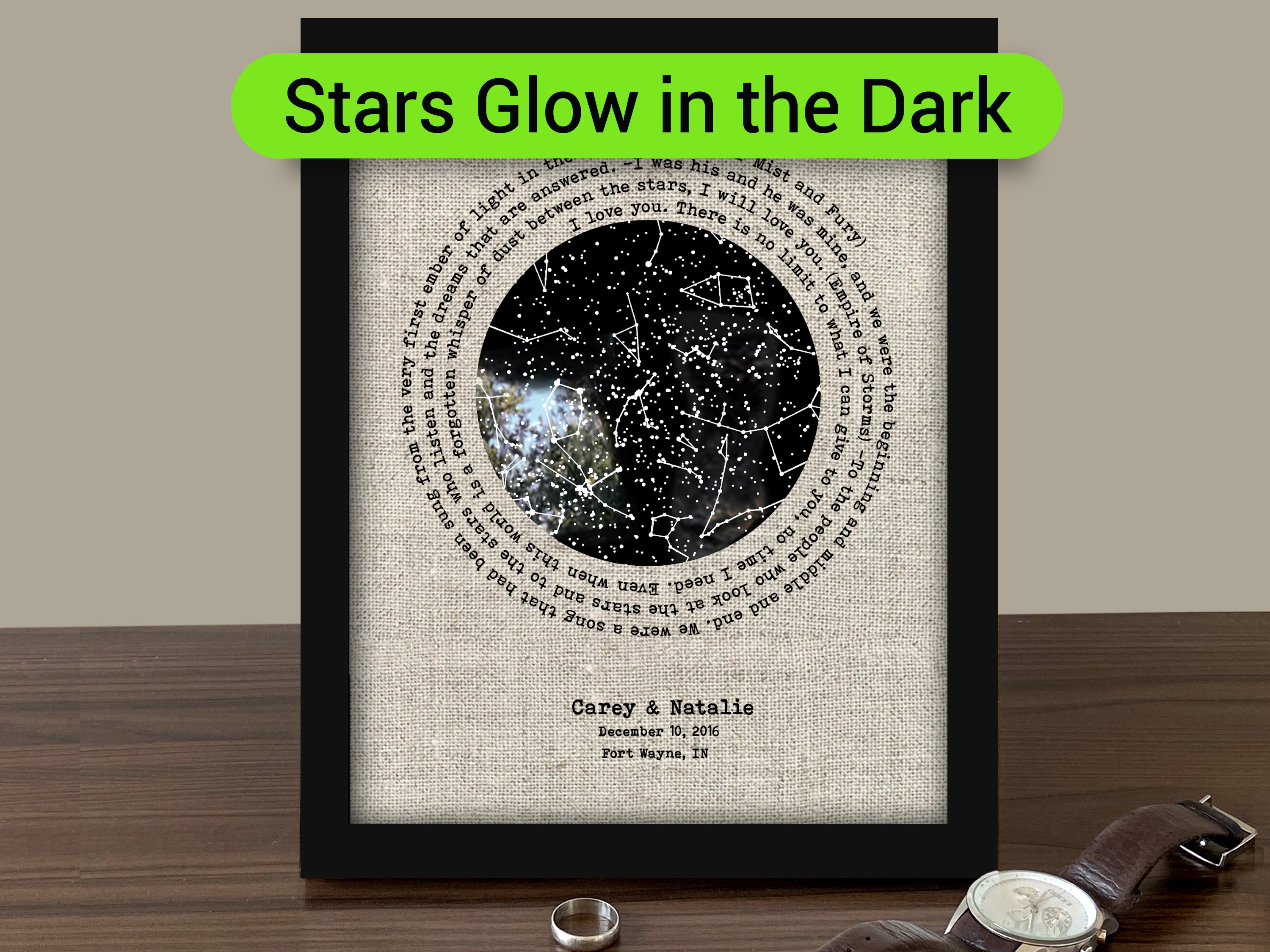 Custom Linen Star Map - Glow in the Dark