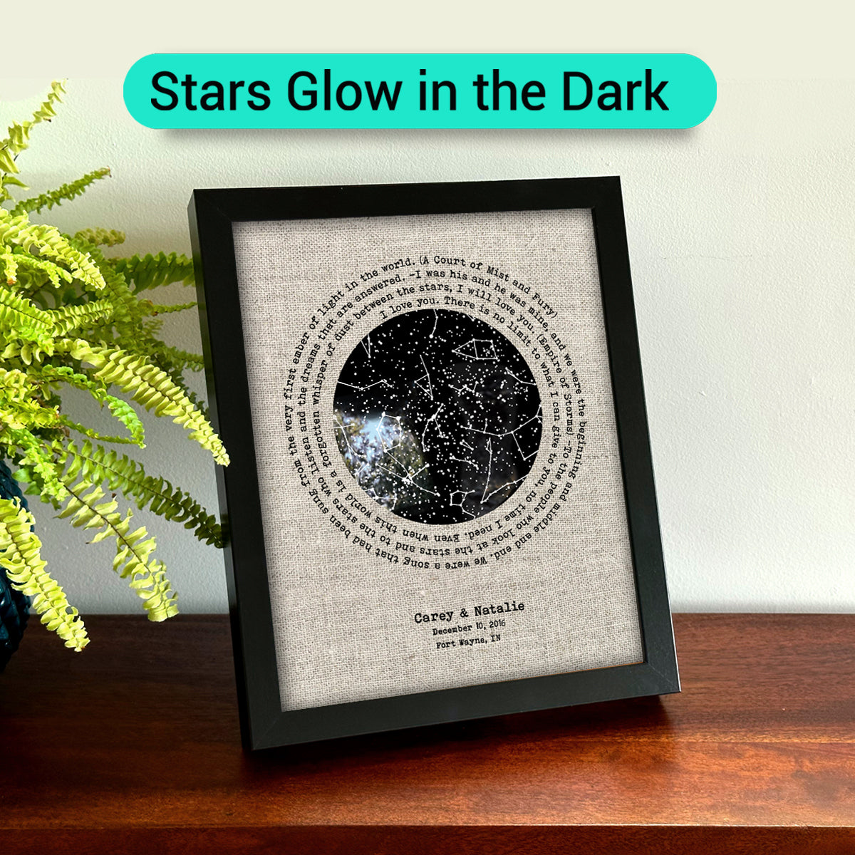 Custom Linen Glow in the Dark Star Map