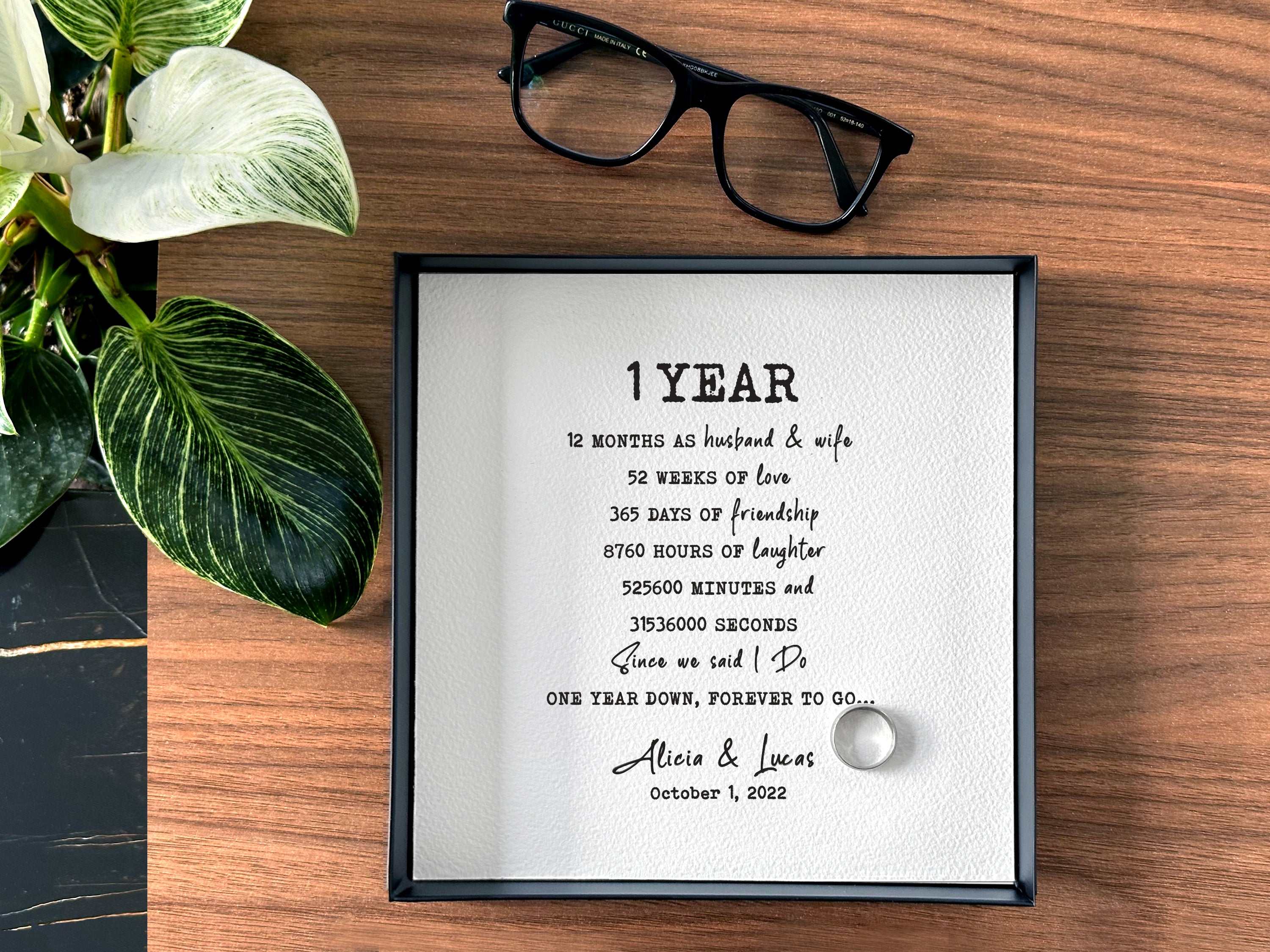 Paper catchall tray with count down design  for first year anniversary