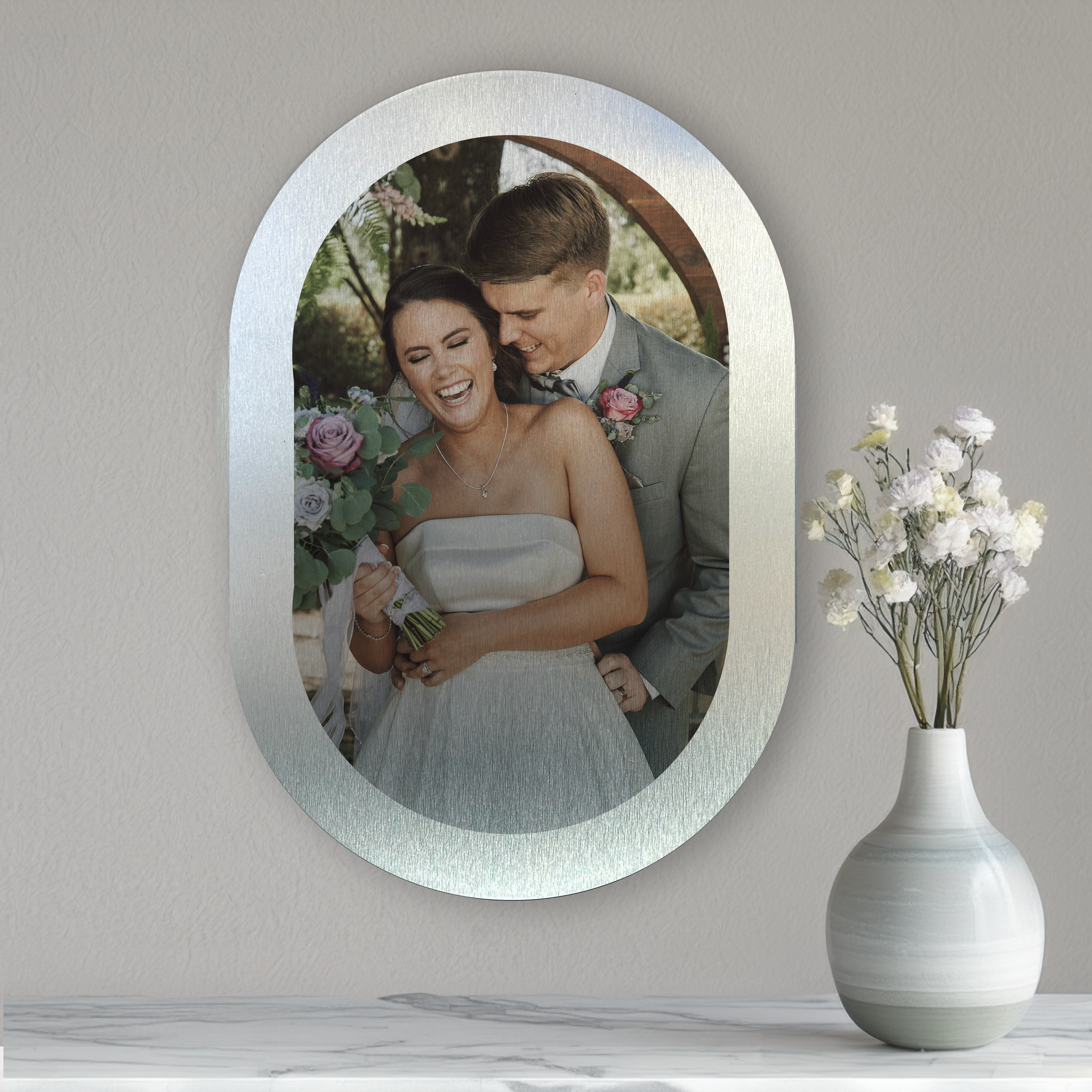 Aluminum wall art with color photo