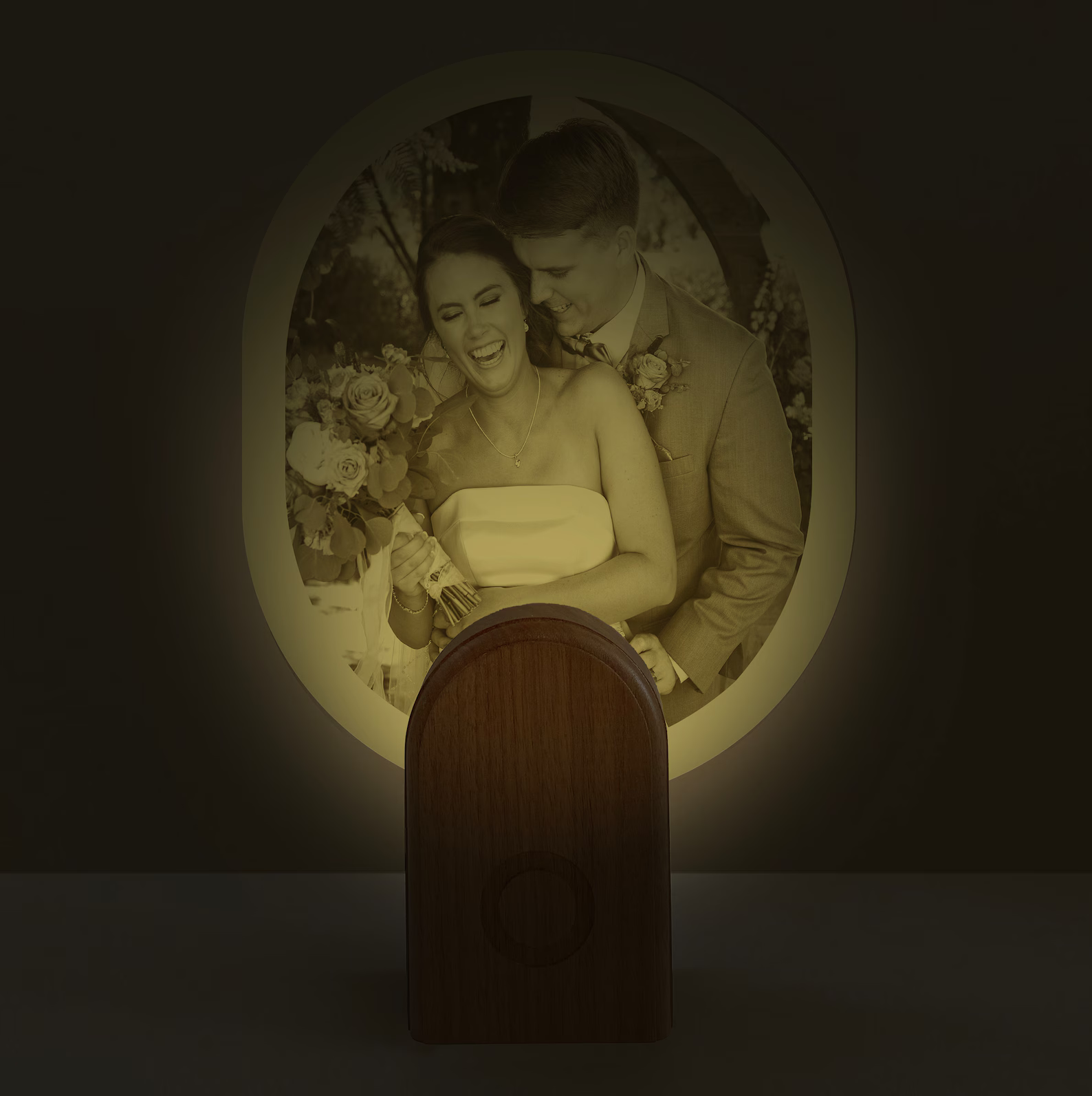 Brass custom photo with light stand for 21st anniversary