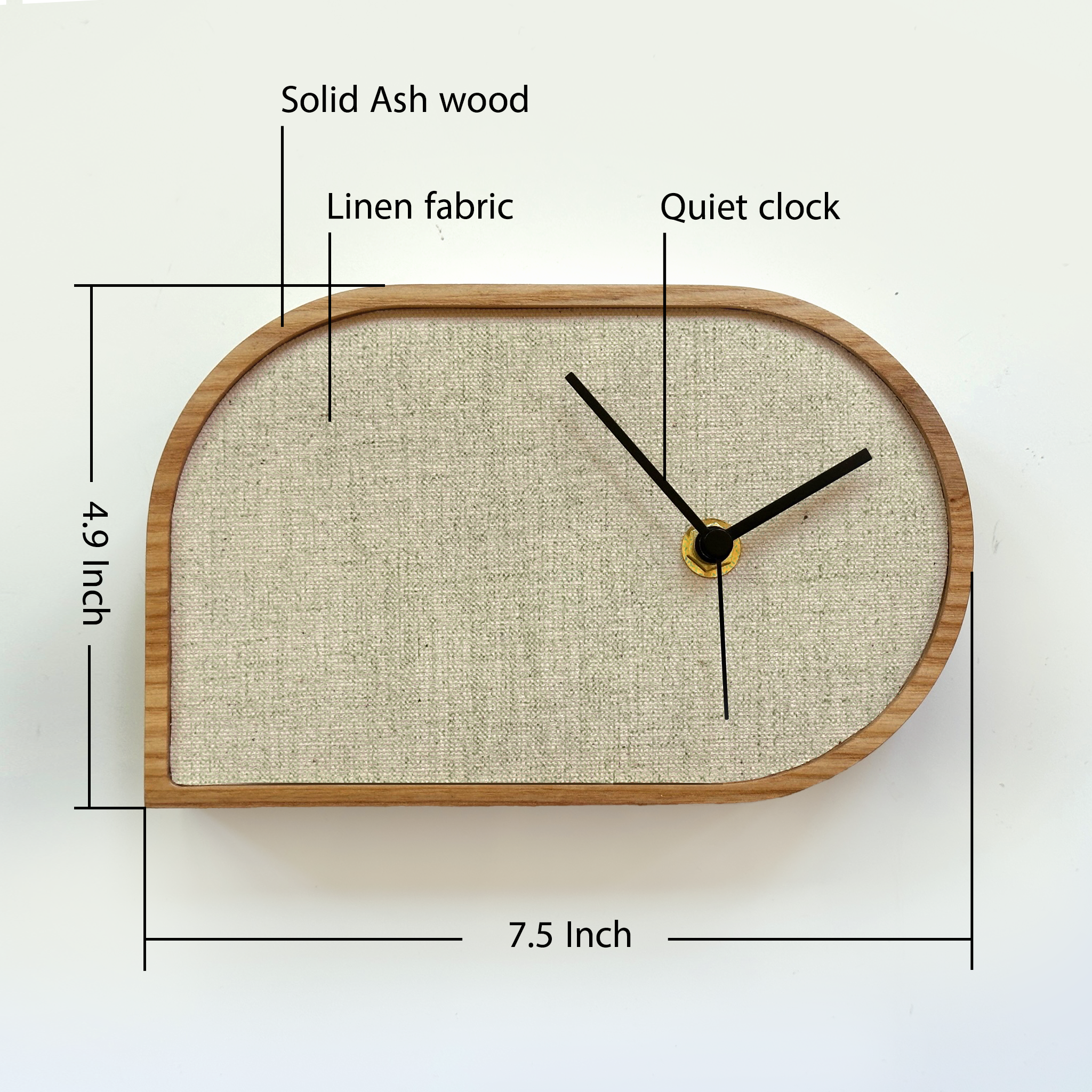 Handmade Customizable Linen Desk Clock for 12 year anniversary