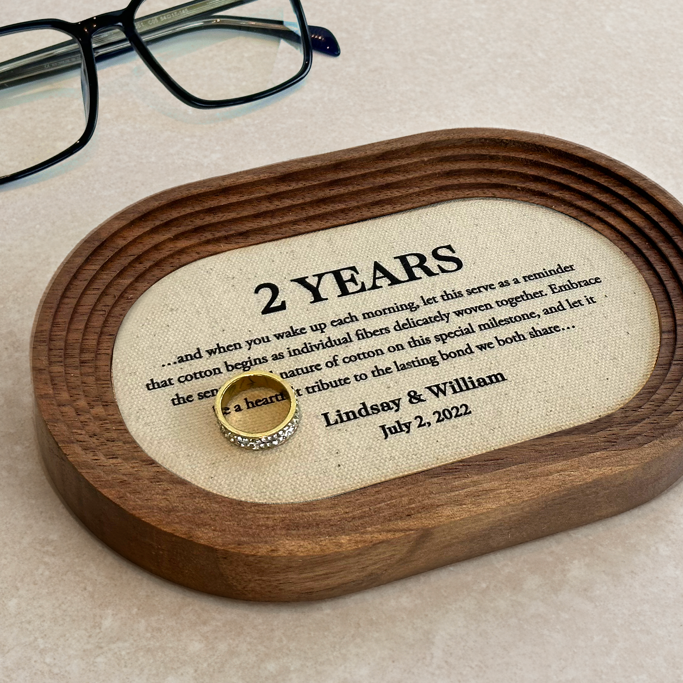 Catchall tray with customization on cotton for 2nd Anniversary