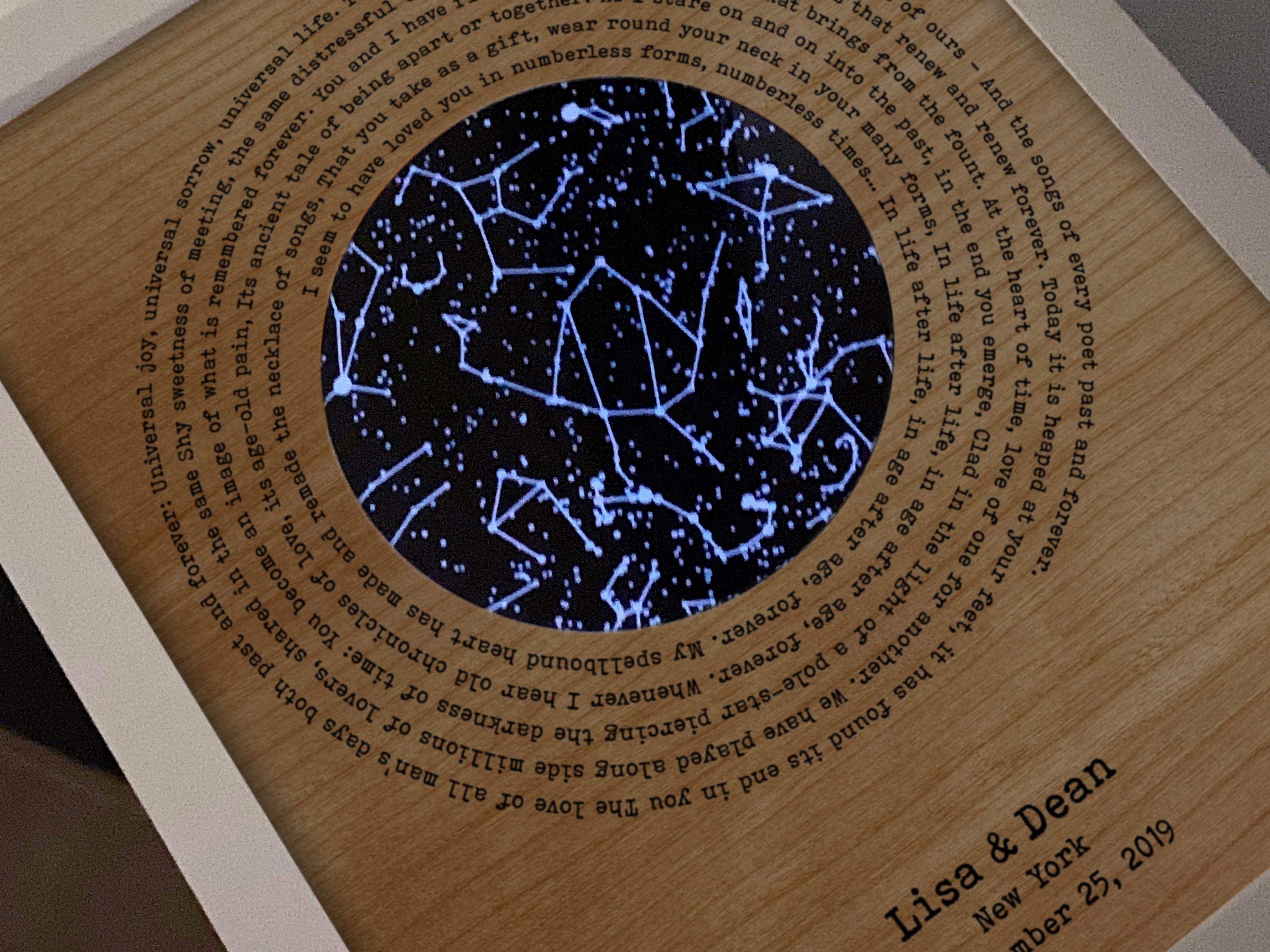 Wood Glow in the Dark Star Map Wall Art